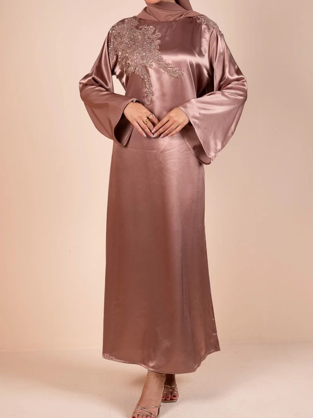 Podur MAUVE EMBROIDERED DELICATE ABAYA